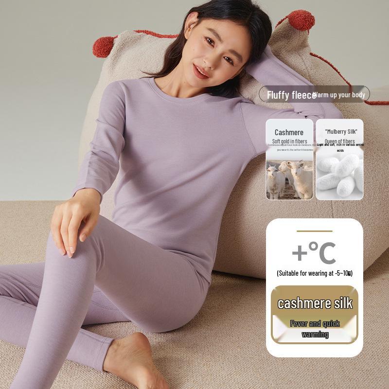 Set di Biancheria Intima Calda Foderata in Pile per Coppia: Calzamaglia Extra Spessa e Maglie a Manica Lunga in Cotone e Lana per Autunno e Inverno.