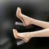 2024 Women's Transparent High Heels: Waterproof Platform Crystal Sandals with Thick Heel, Summer Fairy Style
