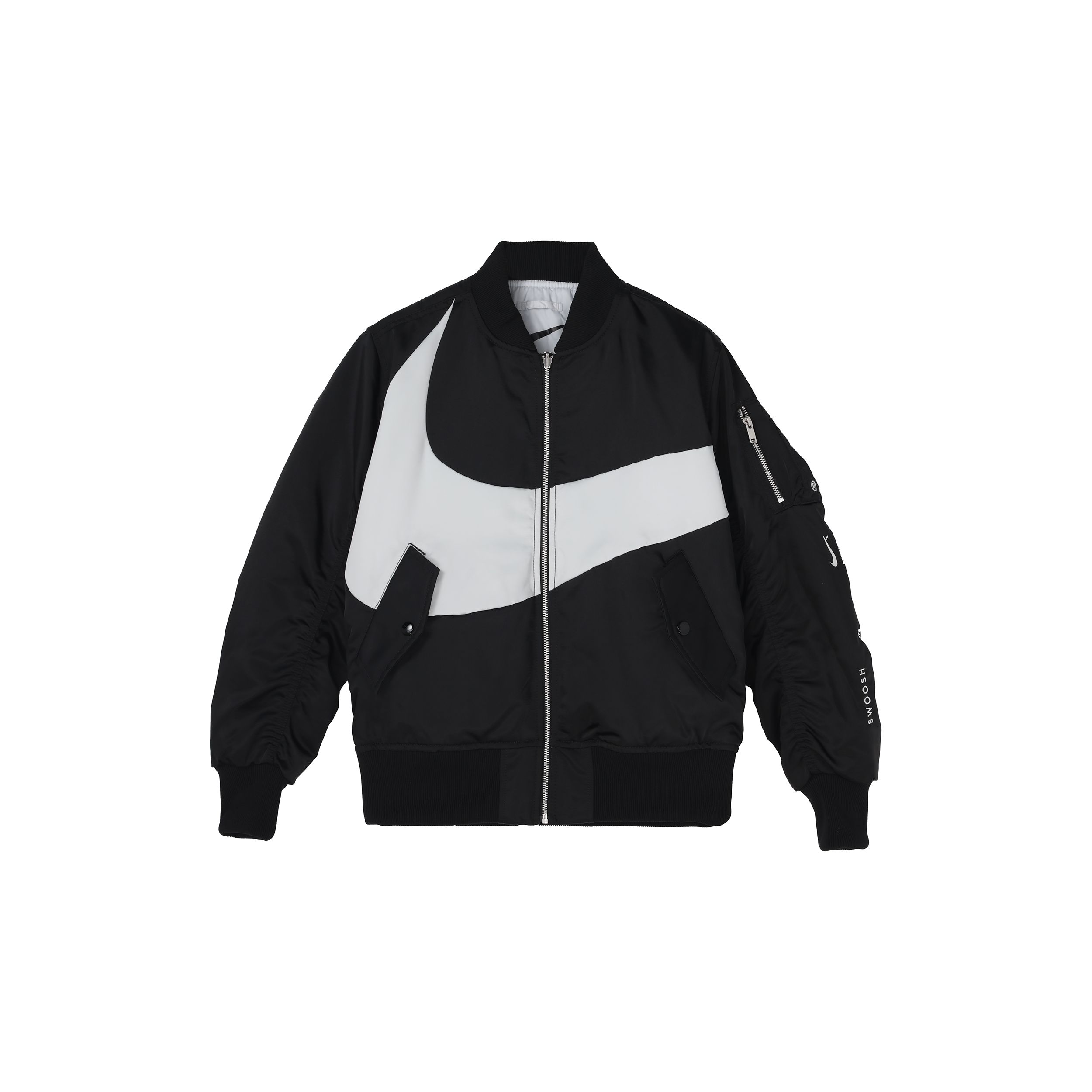 Nike Sportswear Swoosh Therma-FIT Reversible Bomber Jacket Black White DD6056-010 L