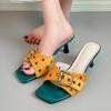 Fashion Liyke New Fashion Big Buckle Strap Square Toe Thin Low Heels Slipper For Woman Mules Slide Shoes Gladiator Sandals Zapatos Mujer