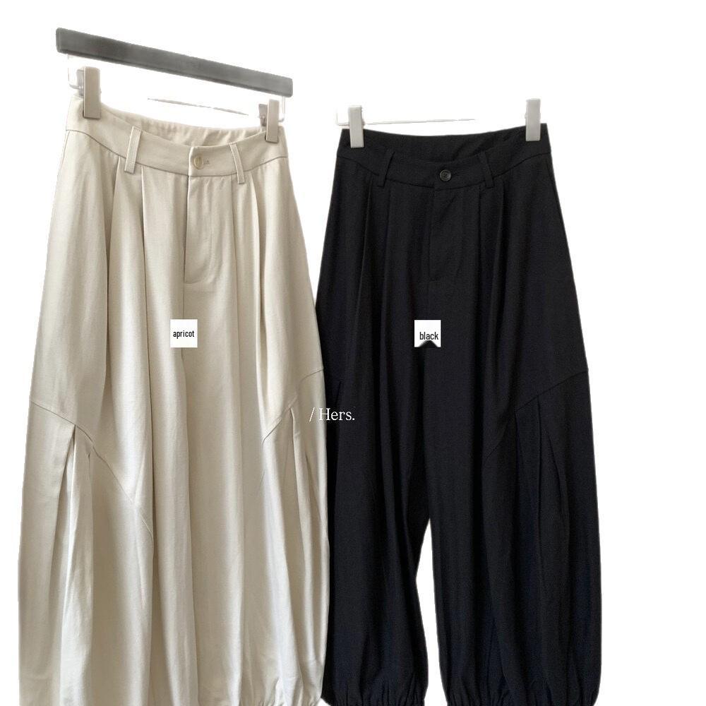 Women's High-Waisted Pleated Wide-Leg Lantern Pants - Spring 2026 Casual Balloon Design