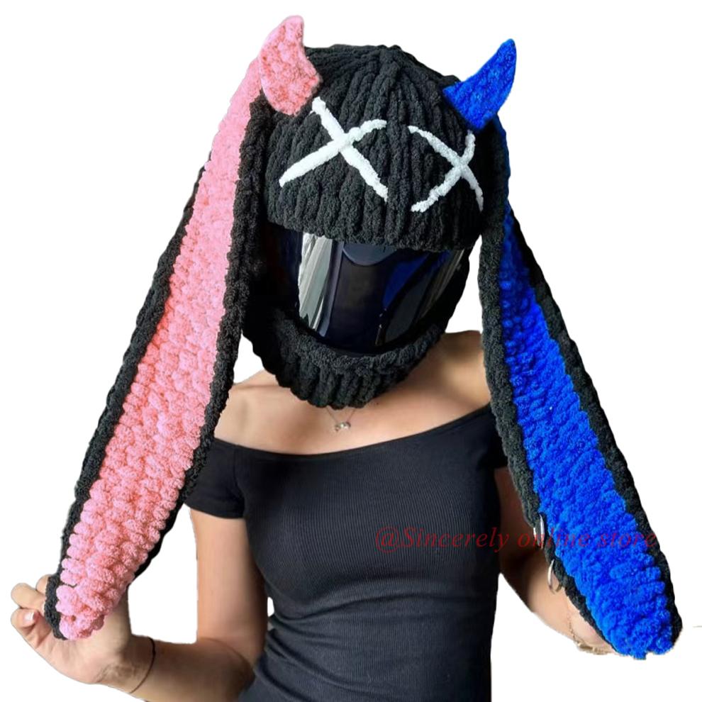 

Новый чехол для мотоциклетного шлема, милый вязаный чехол для шлема с кошачьими ушками, чехол ручной работы из толстого бархата для шляпы для женщин и девушек, стиль косплея