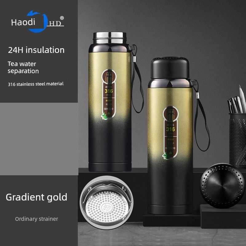 Large Capacity Vacuum Cup 316 Double-Layer Stainless Steel Men's Water Cup Female Student Portable Convenient Cold Insulation Iced Water Kettle Car