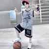 Boys Summer Quick Dry Basketball Vest Suit 5-14 Years Fashion Sleeveless T-shirt + Shorts 2-piece Kids Thin Sports Set