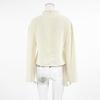 French Style Stand Collar Chiffon Flared Sleeve Pleated Split Shirt