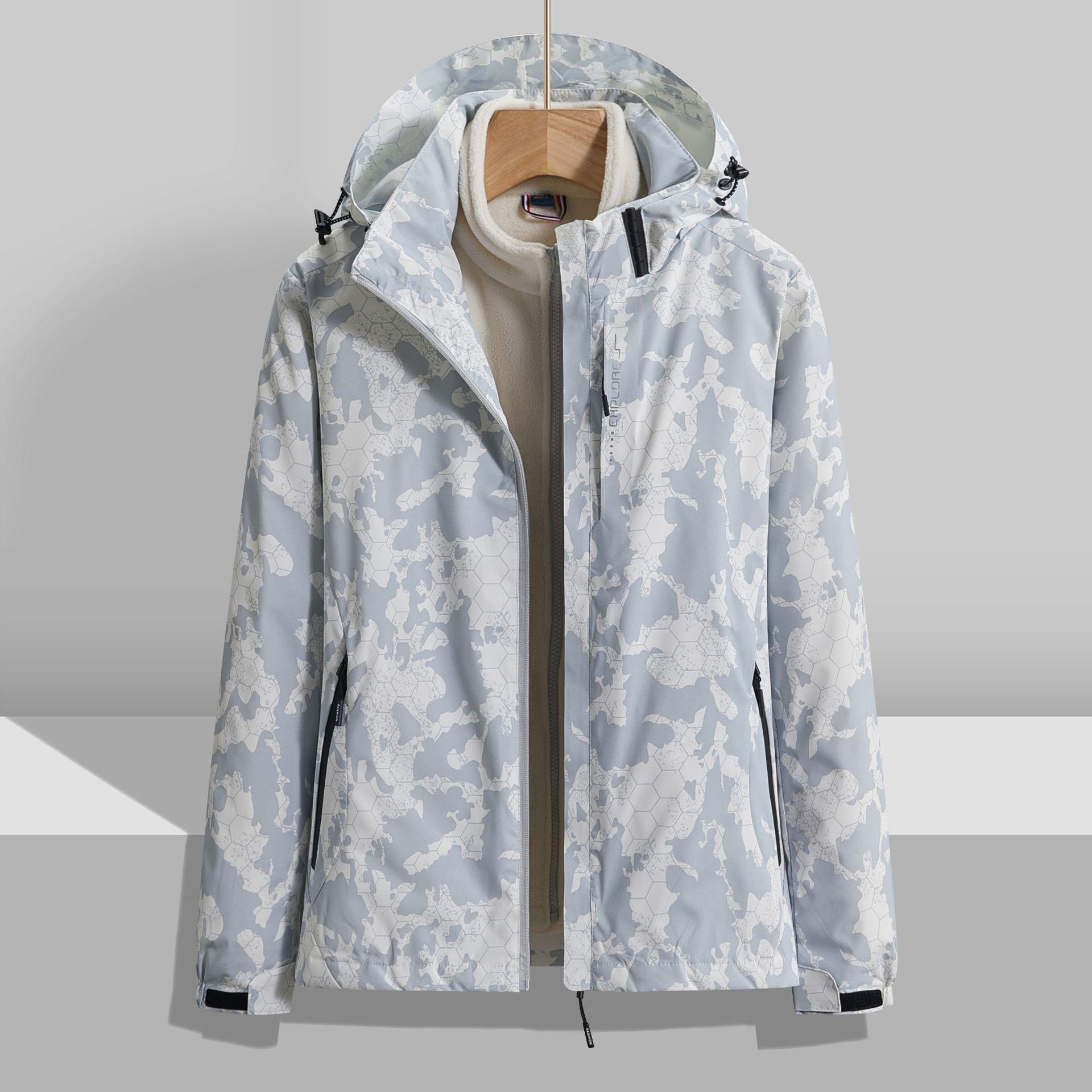 

Outdoor Three-in-one Jacket Women s Removable Fleece Liner Two-piece Mountaineering Suit 4XL