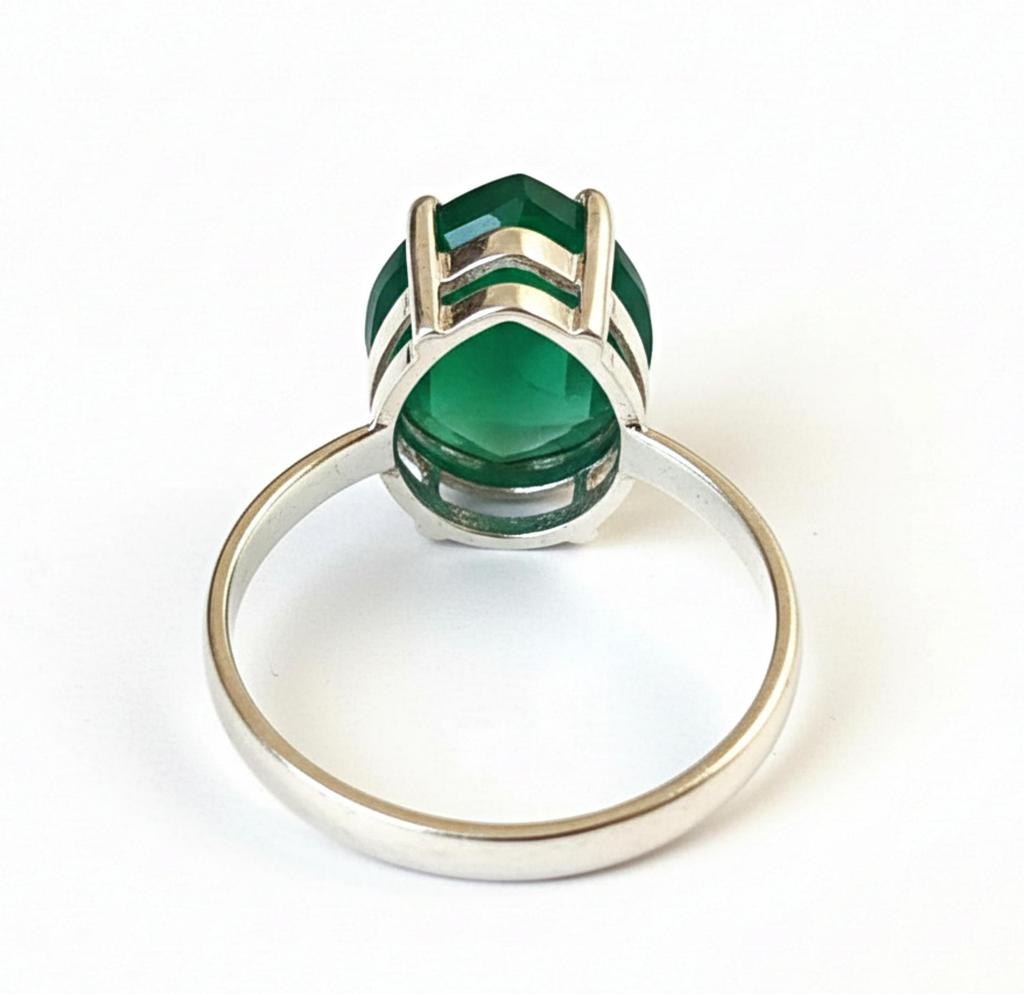 Inel cu Piatră Prețioasă Onix Verde în Formă de Pară, Argint Sterling Solid 925, Bijuterii Boeme Statement