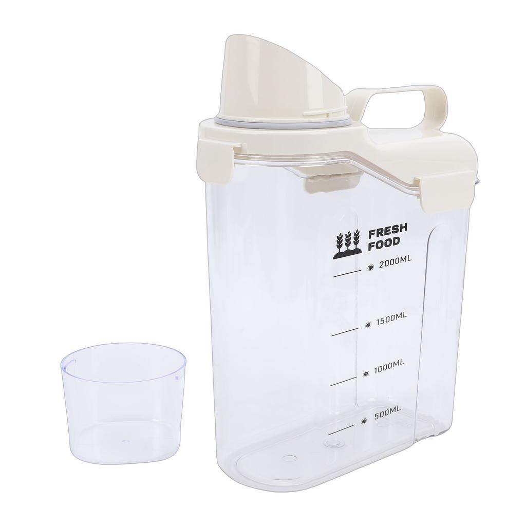 Rice Storage Container Plastic  tight Cereal Dispenser with Pou  Spout Measu  Cup for Cereals Flour Beans