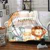 Jungle Animals With Space Gift Personalized Blanket Personalized Name Durable Comfort Great For Sofa Couch Office Bed Picnics Four Seasons
