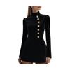 Stand Collar Work Dress for Women Long Sleeve Single-Breasted Suit Dress Formal Church Office Sheath Dress