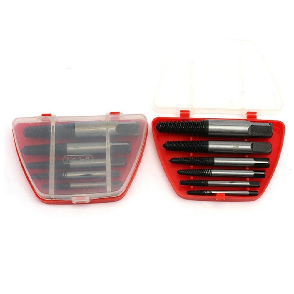 6Pcs Damaged Screw Extractor Set High Carbon Steel Broken Bolt Remover Kit Woodworking Tool
