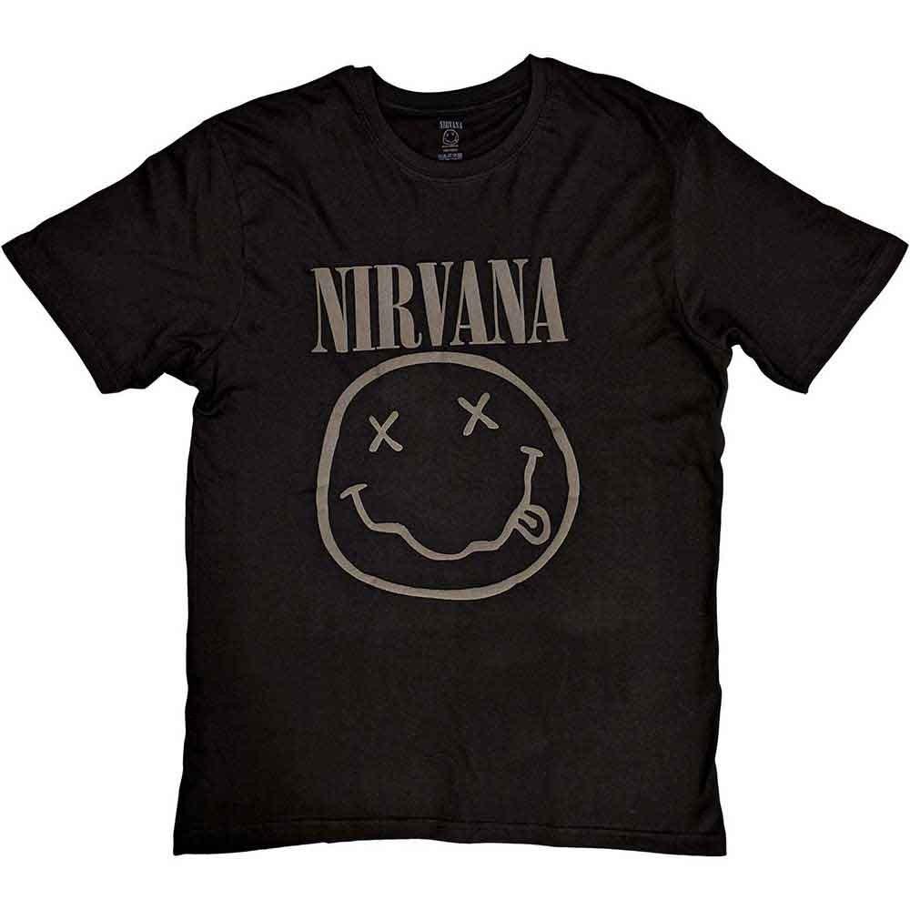 Nirvana Black Happy Face T-Shirt Black New S