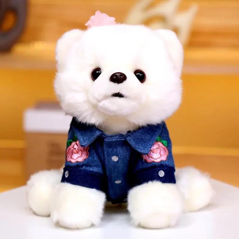 25cm Sitting Dressed Doggy Dog Toy Long Plush Cute Pomeranian Little Pet Animals Dolls Children Birthday Gift Drop Shipping