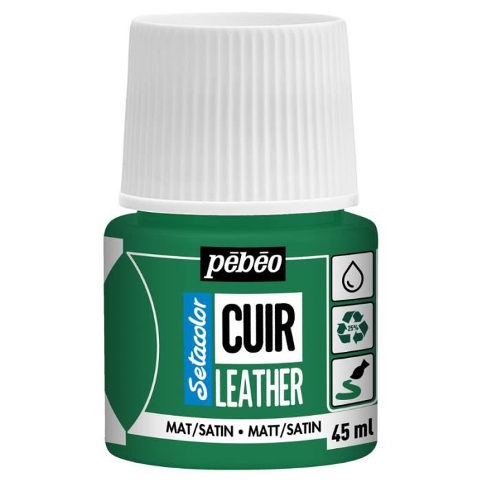 Peinture cuir - PEBEO - Setacolor - 45 ml - Plusieurs coloris - Vert Cactus