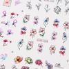 12 PCs Ink Flowers Nail Art Sticker Summer Water Decal Blooming Flowers Leaves Graffiti Slider Nail Decoration Foils Tattoo