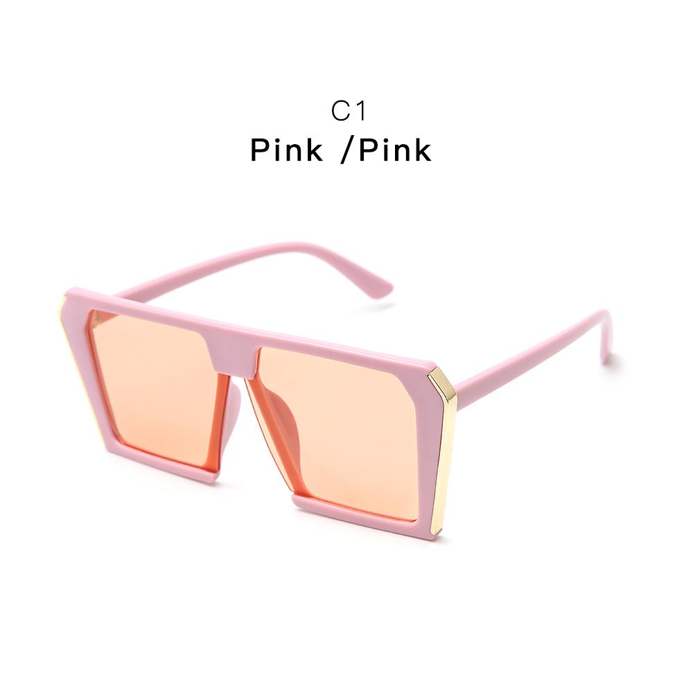 Fashion CE Certified UV400 Sunglasses Big Hexagon Flat Top Mirror Square Design Custom Logo Plastic Women Shades