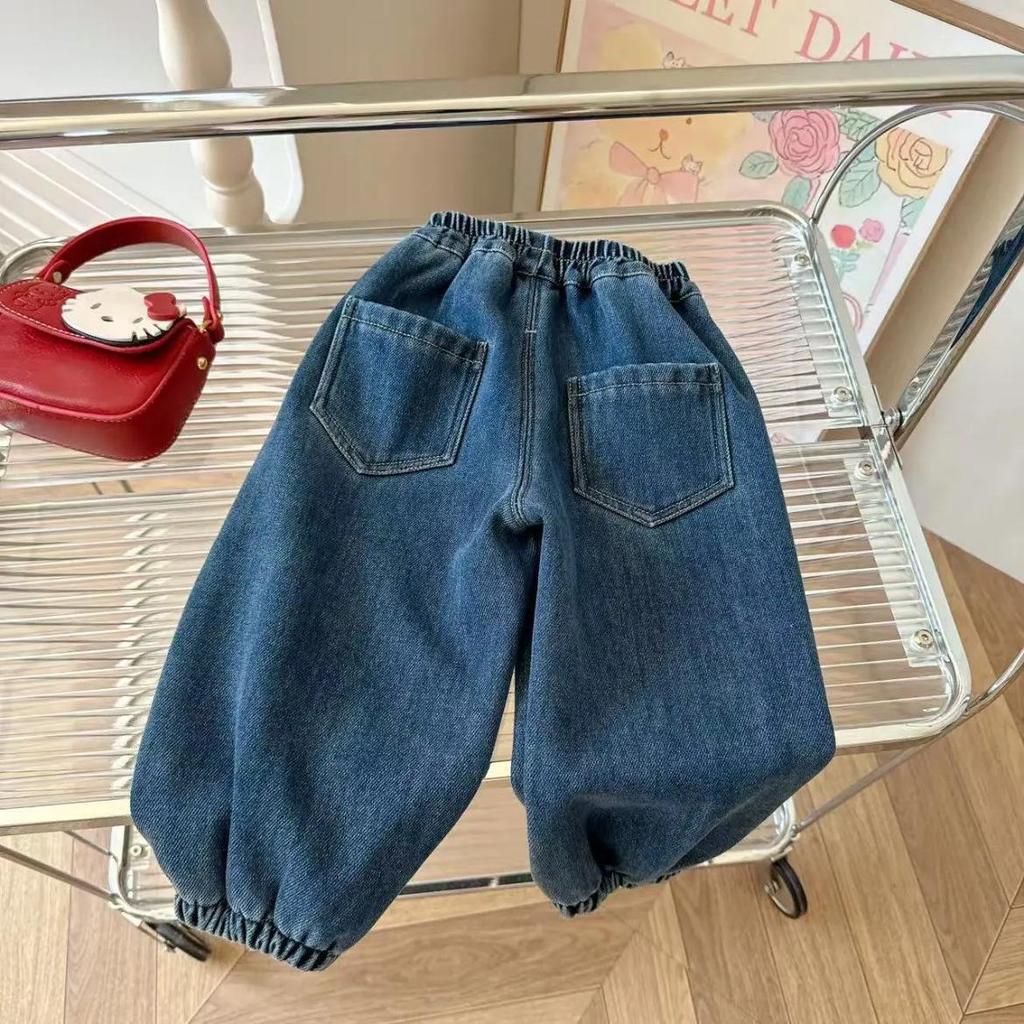 Winter 2025 Girls' Embroidered Velvet Jeans: Stylish, Versatile, Cute Long Baby Pants