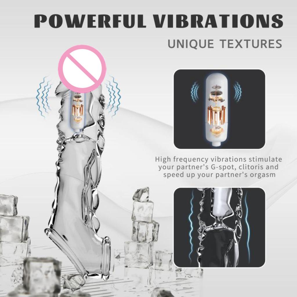 Silicone Penis Sleeve Enlargement with Mini Vibrator Cock Ring Extender Reusable Dildo Penis Enlarger for Adults Sex Toys