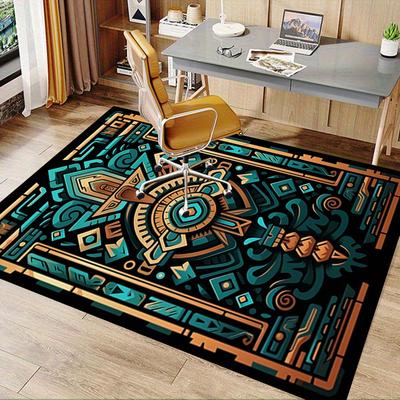 1pc. Aztec-Inspired Geometric Patterned Rug for Home Decor, Office Carpet, Chair Cover, Outdoor Use, Unique Gift Idea