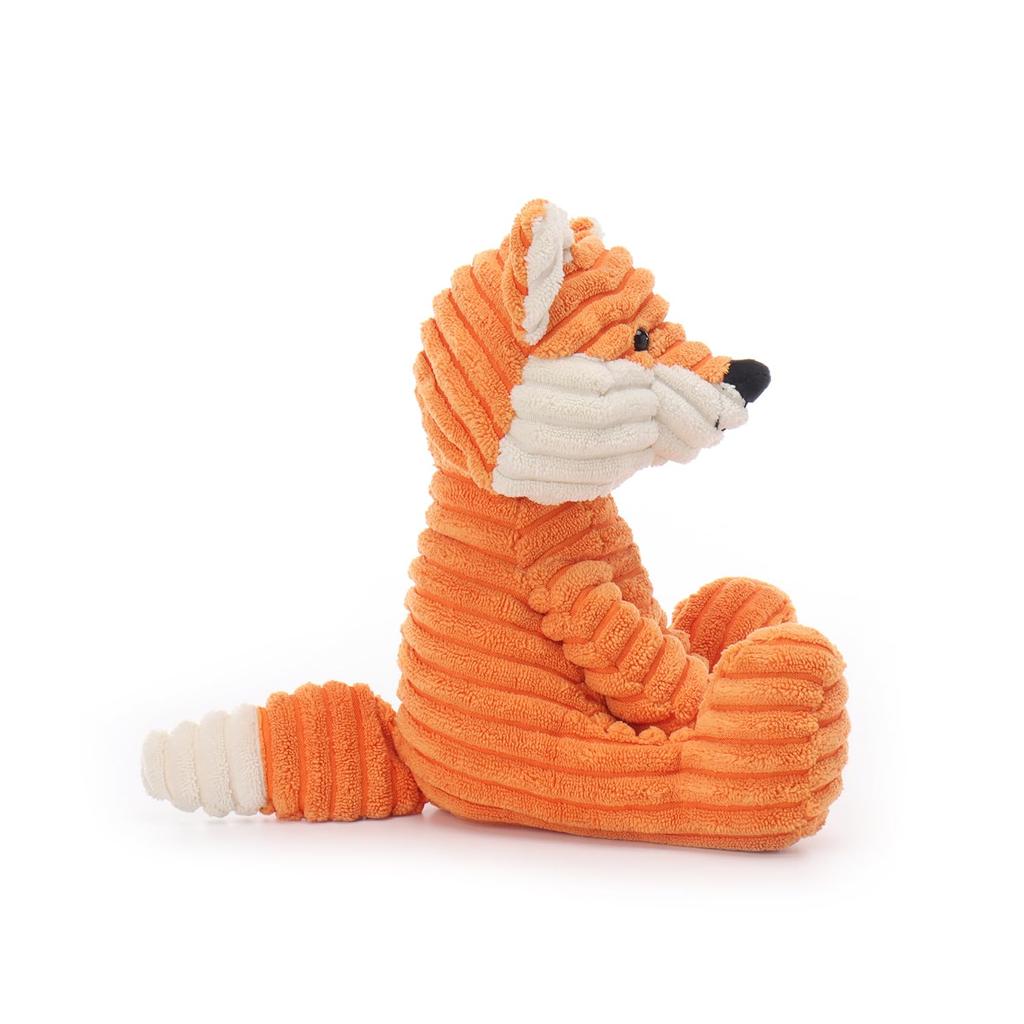 Apricot Lamb Corduroy Fox Plush Toy, Soft and Cute, Fluffy Corduroy Fox, 22cm, Suitable for Boys and Girls