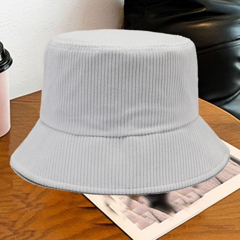Corduroy hat embroidery autumn and winter bucket hat men's versatile thermal basin hat bucket hat tide