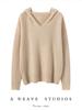 2024 Damen V-Ausschnitt 100% Kaschmir Locker Gestrickter Hoodie Pullover - Einfarbiger Pullover