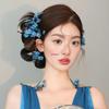 Blue Flower Bridal Headpiece - New Chinese Mori Style for Morning and Evening Gowns