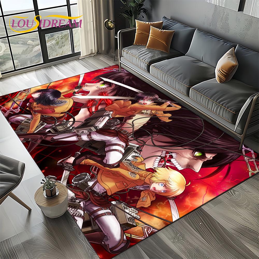 Attack on Titan Eren Anime Cartoon Carpet Rug for Bedroom Living Room Home Sofa Decoration,kids Play Decor Floor Mat Gift
