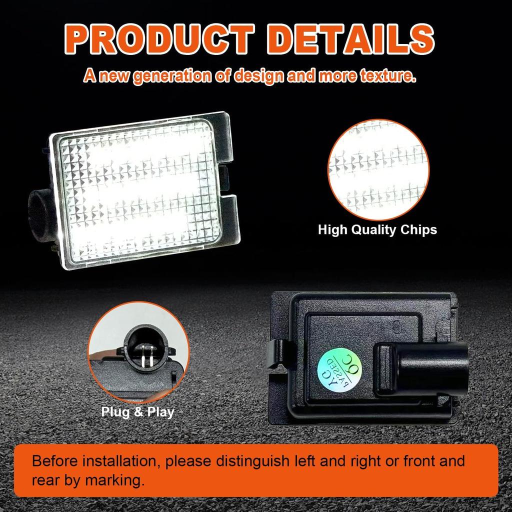 LED License Plate Tag Lights Compatible with Durango 2014 2015 2016 2017 2018    , 6500K White Tag Light Assembly Replacement, Clear Lens Tag Lamp,