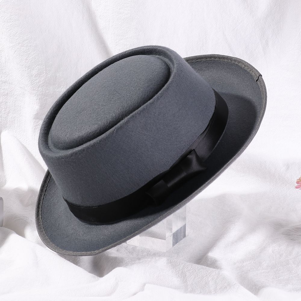 New Fashion Vintage Wide Brim  Jazz Cap Woolen Dress Dance Party Flat Top Panama Jazz Caps Fedora Hat Cowboy Hat