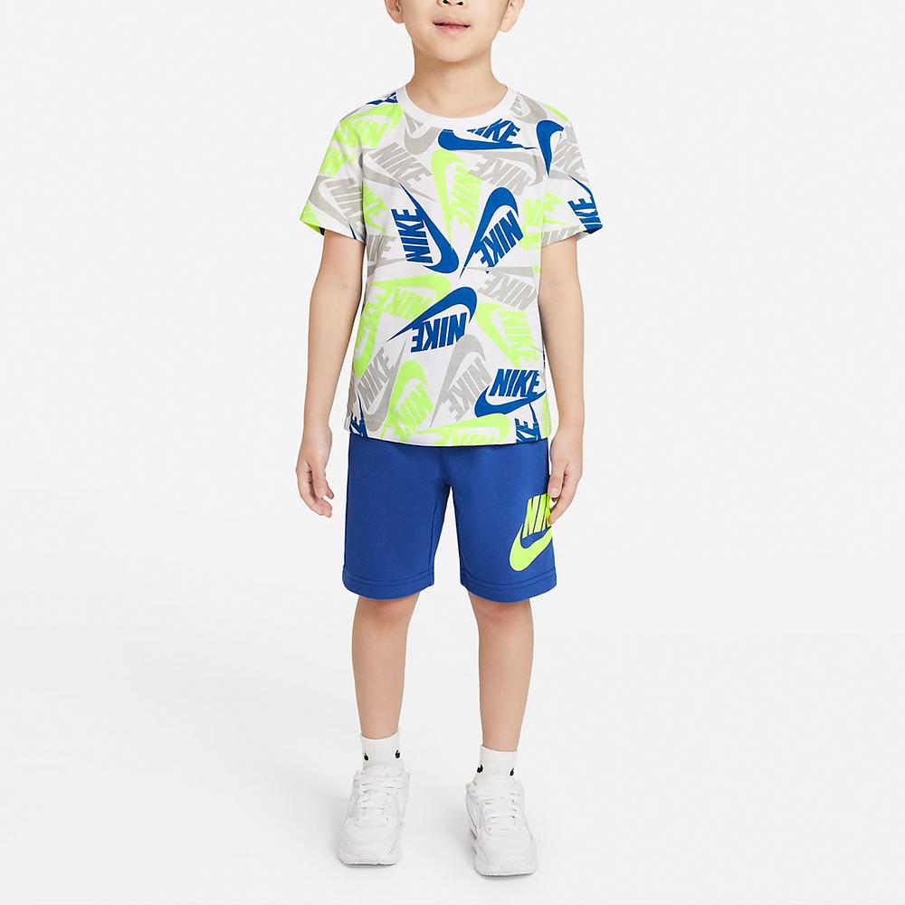 Nike Color Block Logo Sports Short Sleeve And Shorts Casual Sports Set Kids sets Game-Royal DM3773-480