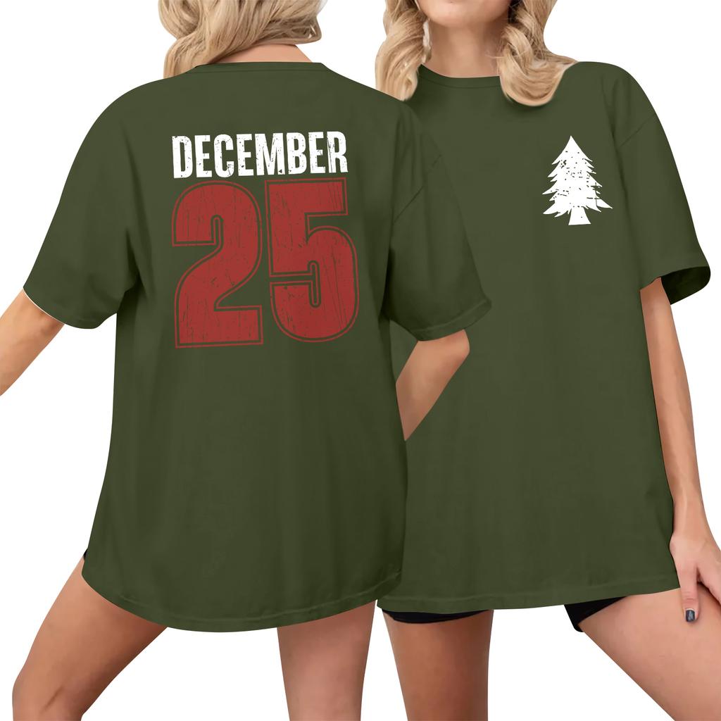Women's Casual Printed T-Shirt Round Neck Pullover Short Sleeve Top