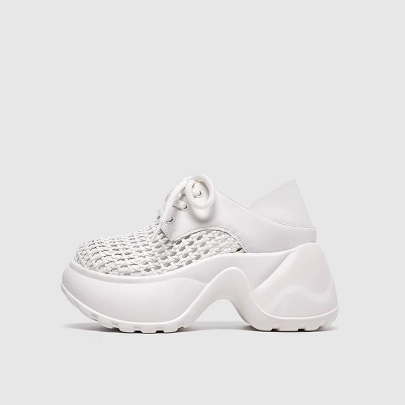 

Fashion Versatile Two-wear Daddy Shoes for Women 2025 New Summer Platform Heightened Cut-out Breathable Silver Casual Shoes 39 белый