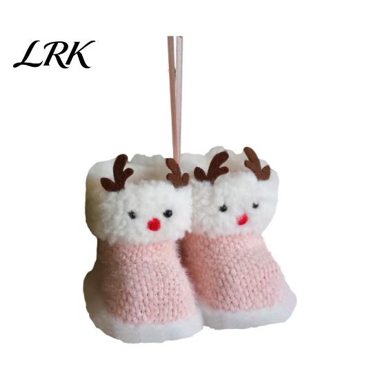 Decorative Fireplace Hanging Soft Plush Christmas Boot Ornament, Knitted Seasonal Tree Topper Pendant for Xmas Tree, Holiday Party Decor Handmade