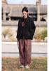 Women's Retro Patchwork Quilted Cotton Jacket with Cross-Lapel and Frog Button