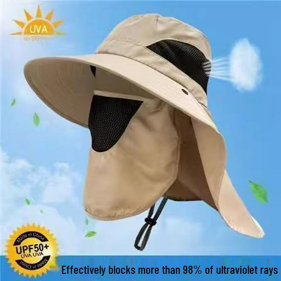 Men’s Wide Brim UV Protection Bucket Hat with Face and Neck Guard
