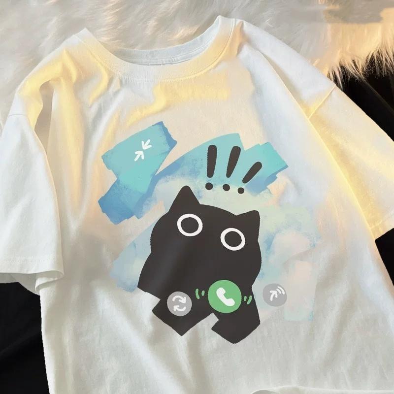 Voice Call Cat Japanese Style T Shirt Men Women Fashion Tshirts Summer Tops Cotton Loose Street Hip Hop T-Shirts 5XL