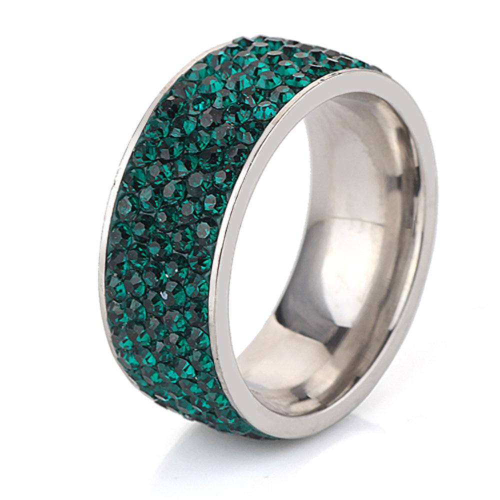 8mm Fashion Zircon Inlaid Gradient Ring for Women Men Stainless Steel Exquisite Ring Jewelry Party Birthday Gift Wholesale