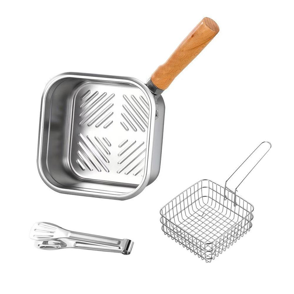 Stainless Steel French Fries Holder Nonstick Fryer Basket Multipurpose Deep Fryer Pot  Cookware