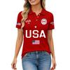 Camisa de Aniversario USA para Mujer Camiseta Patriótica con Bandera de USA Tallas Camisas de Botón Cuello Solapa Tops