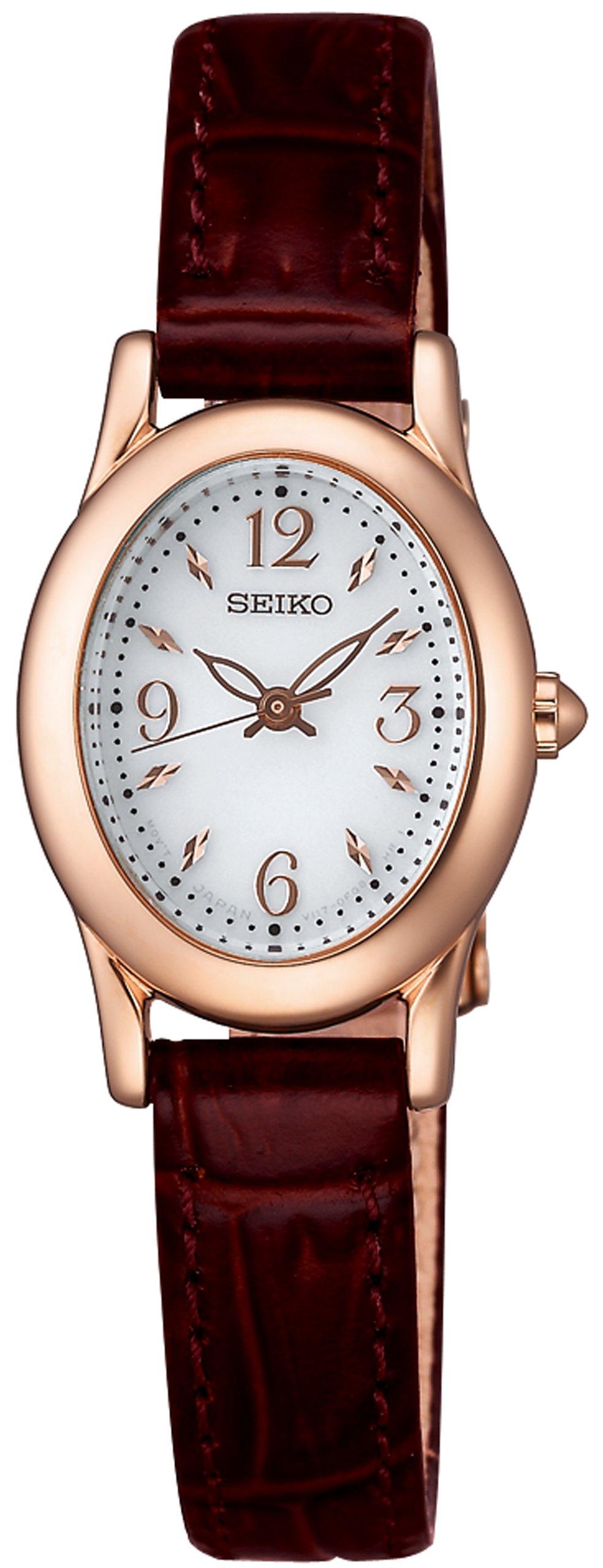 

Seiko Watch SWFA148 Oval Case Solar Curved Hardlex Brown Women s Tissé Watch,