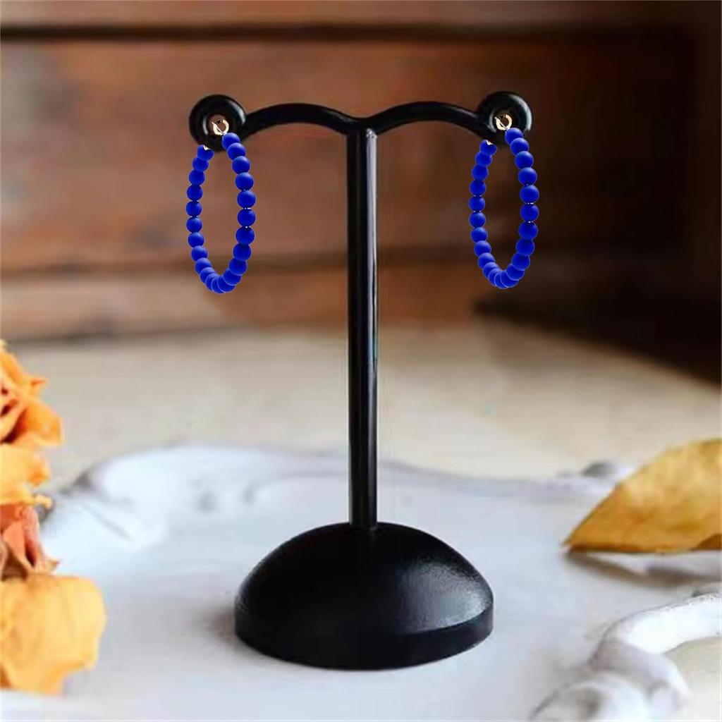 Colorful Vintage Large Circle Hoop Earrings for Women 80s 90s Neon Acrylic Round Beads Earring Minimalist Geometric Party Jewelry