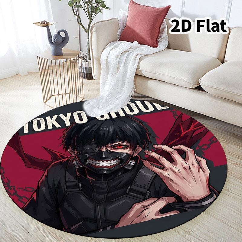 Tokyo Ghoul Runder Teppich Teppich für Wohnzimmer Schlafzimmer Sofa Spielzimmer Dekor Rutschfeste Bodenmatte