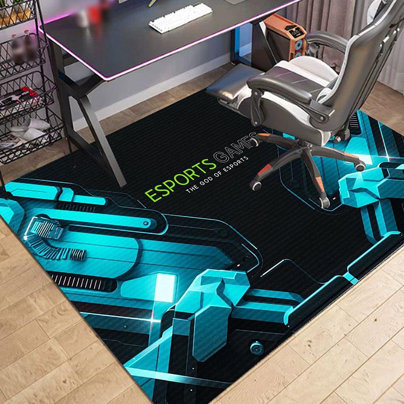 Gaming Esports Neon Lights Geometric Controller Pattern Carpet Mat for Boys Bedroom Gaming Living Room Home Decoration Rug