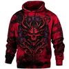 Women's  Red Black Tie‑dye Raven Blood Moon Wing Phase Full Print Hoodie Drawstring Pocket Gothic Halloween Pullover Tops