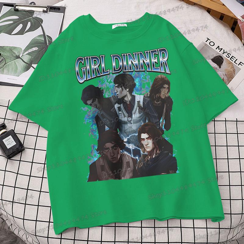 Viktor Arcane Girl Dinner T-shirt League of Legends Classic Street Style Top Clothing Women/Men Lol Fan Gift Anime Apparel Shirt