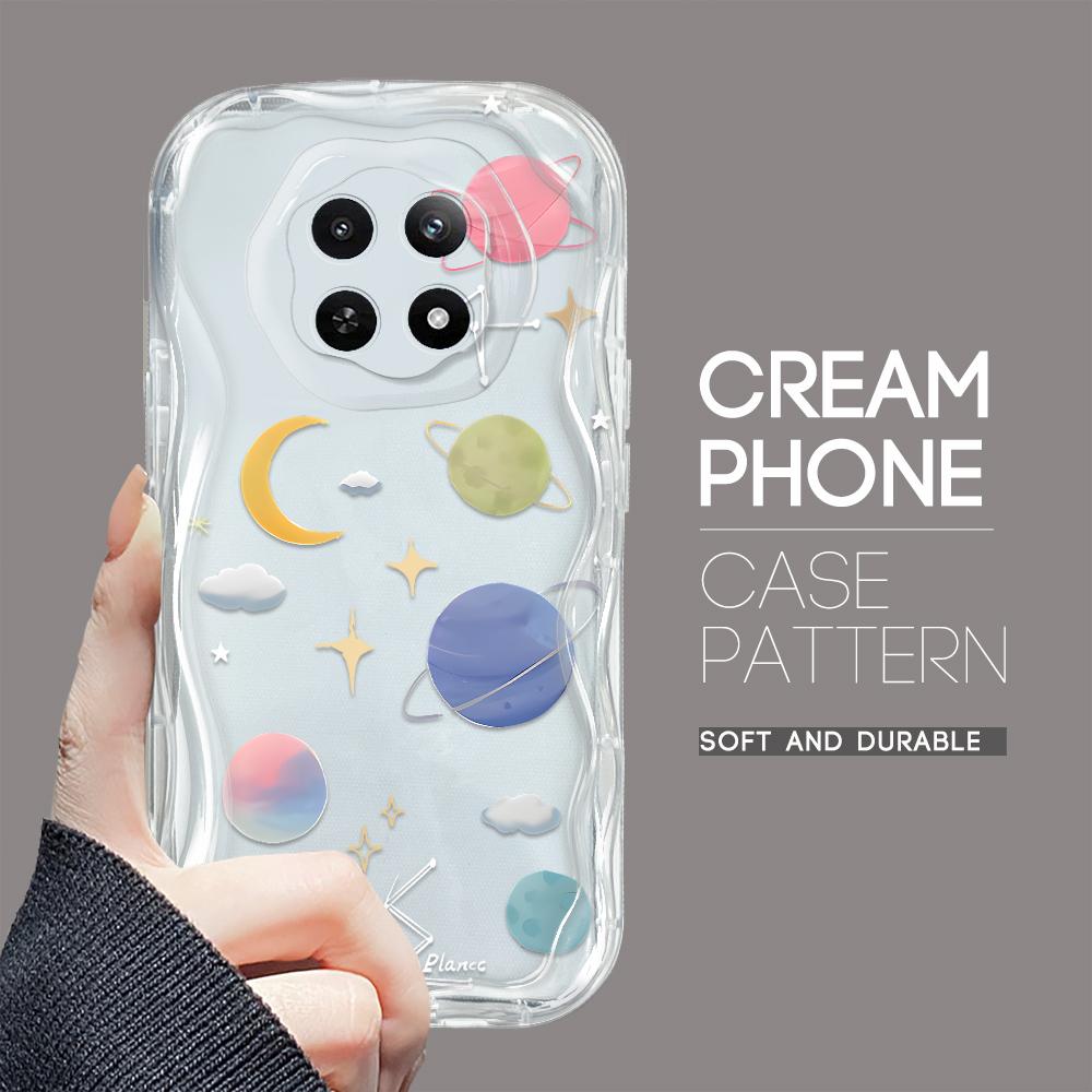 Kreslený vzor krémová textura pouzdro vlnitý okraj měkký silikonový kryt pouzdro na telefon pro OPPO Reno Realme OnePlus Vivo