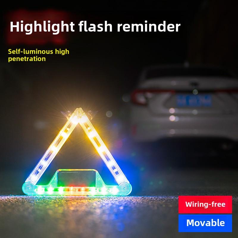 Solar Car Visor Strobe Flashing Lamp Interior Windshield LED Decoration Lamp Triangle Frame Emergency Parking Signal Strobe Lamp
