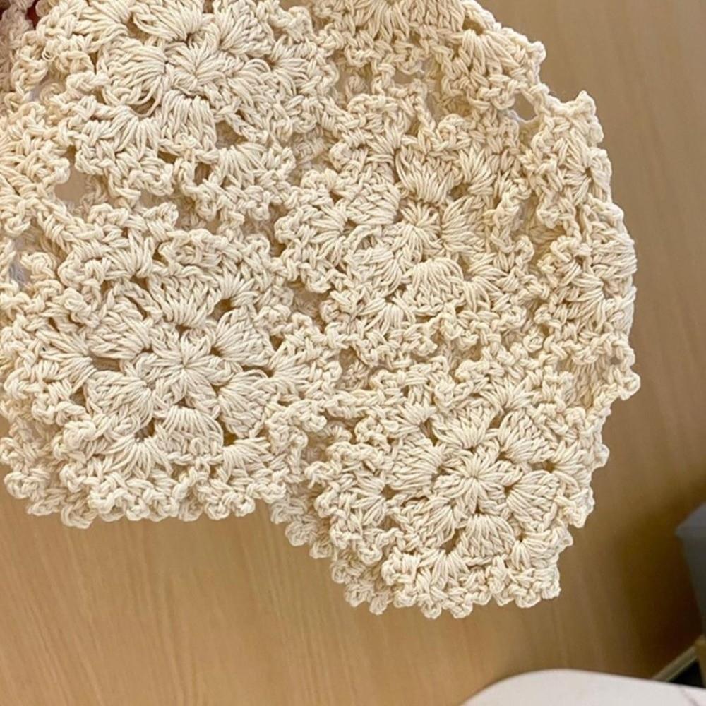 Handmade Knit Skullies Caps Solid Color Beanies Cap Ethnic Style Crochet Flower Hat Ladies