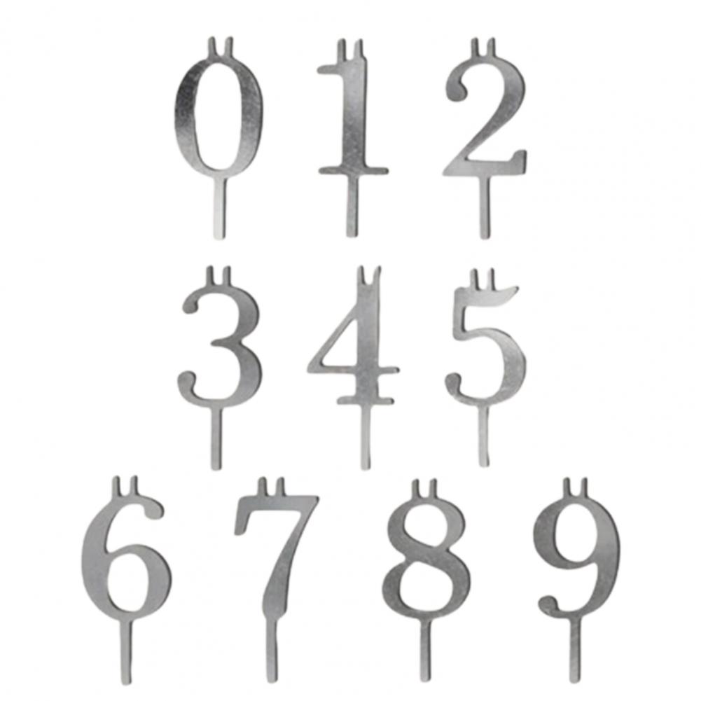 Aluminum Cake Stand Reusable Number Birthday Cake Candle Holder Set Silver Aluminum Cake Toppers for Parties Anniversaries